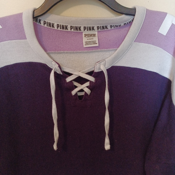 PINK long sleeve lace up T-shirt. - Picture 3 of 7